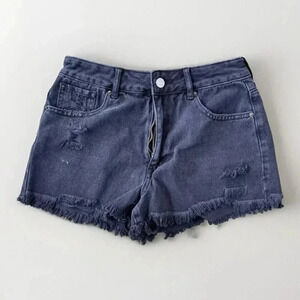 Pacsun Shorts Womens 26 High Rise Festival Black Denim Frayed Hem